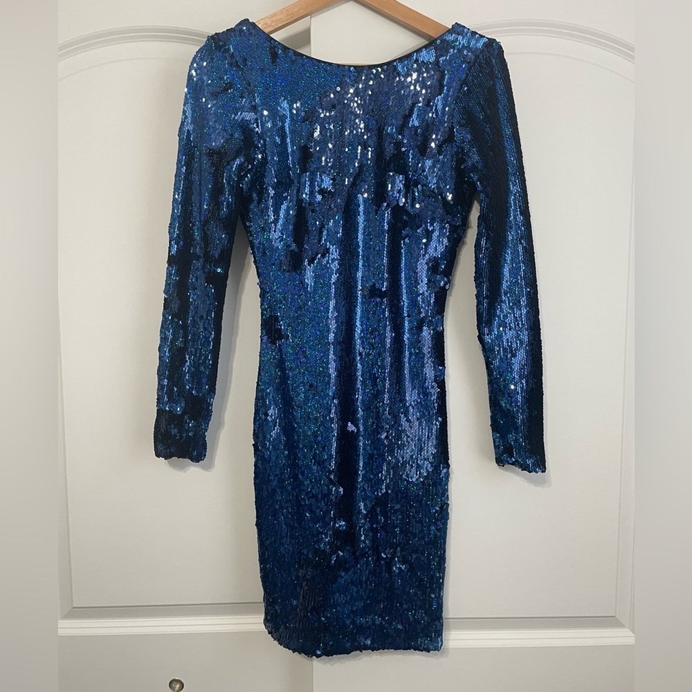 Dress the Population Lola Long Sleeve Sequin Body-Con Minidress